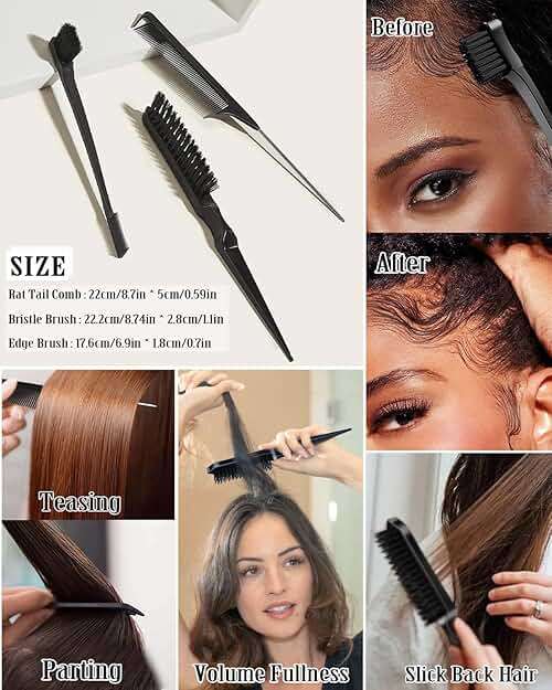 Slick Back Hair Brush & Hair Wax Stick Set - Frizz Control & Flyaway Smoothing - Sleek Ponytails, Buns, Edges - Styling Cream/Gel/Balm/Pomade Stick for Women - Styling Accessories for Girls & Kids - Image 6