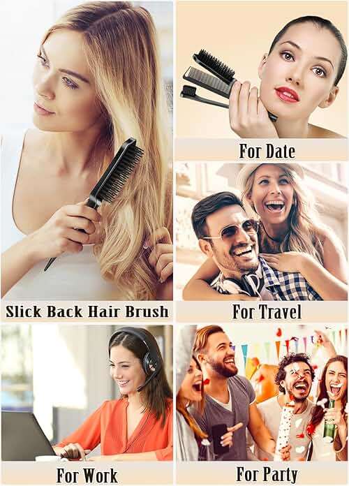 Slick Back Hair Brush & Hair Wax Stick Set - Frizz Control & Flyaway Smoothing - Sleek Ponytails, Buns, Edges - Styling Cream/Gel/Balm/Pomade Stick for Women - Styling Accessories for Girls & Kids - Image 7