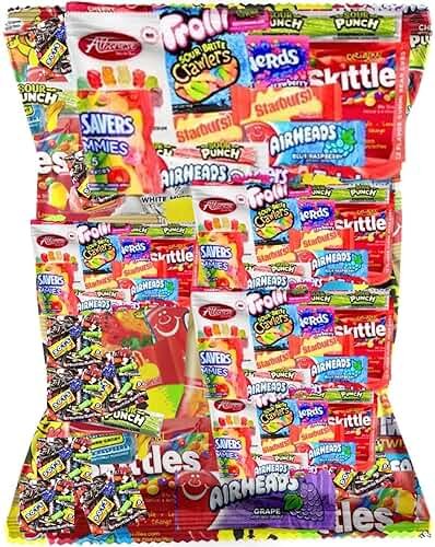 Bulk Assorted Fruit Candy - Starburst, Skittles, Fish, Air Heads, Jolly Rancher, Sour Punch, Gold-Bears Gummi Bears & Twizzlers, Candy's, Pops, Dots, (32 Oz Variety Pack) (Candies may vary) - Product Image