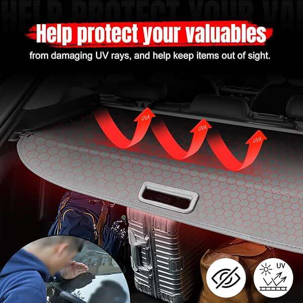 IKON MOTORSPORTS, Cargo Cover Compatible with 2014-2018 Subaru Forester (Only Fit Automatic Rear Gate), PVC & Aluminum Rod Black Security Rear Trunk Cover Security Retractable Shield, 2015 2016 2017 - Image 8