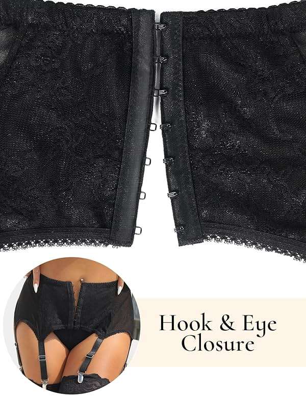 Lace Garter Belts for Thigh Highs Plus Size Suspender Belt Garter Belt Set Sexy Garters Lingerie with 6 Strap Slip - Image 4