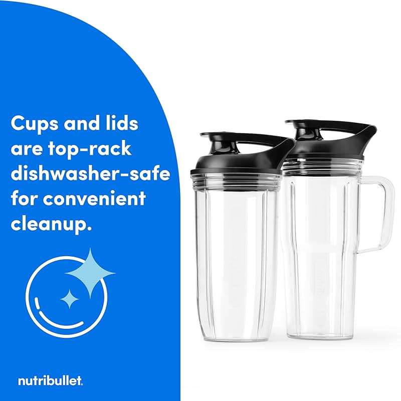 nutribullet® Ultra Personal Blender, 1200W, for Smoothies Shakes & Protein - Quietest Single-Serve Blender with Titanium Coated Blades, 3 BPA-Free Cups (32oz + 24oz), To-Go Lids, Dishwasher Safe, Gray - Image 8