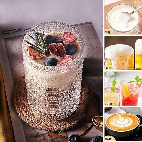 OPAYLY hobnail drinking glasses Highball Glasses Set of 4 12oZ Embossed Vintage Drinking Water Cocktail Whiskey Beverages Juice Milk Soda Gift for Men Women - Image 6