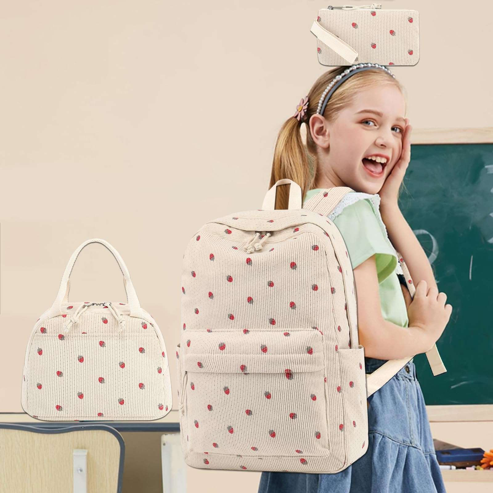Bluboon School Backpack Set Girls Womens Laptop Bookbag Casual Daypack Fits 15 inch Laptop with Lunch Tote Bag and Pencil Bag - Image 4