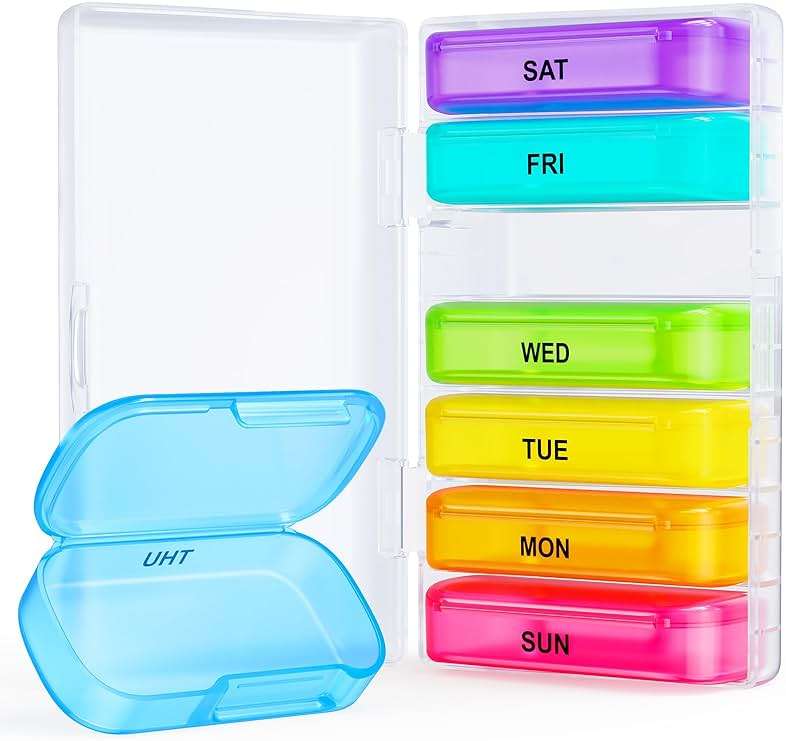 ZIKEE 7 Packs Extra Large Pill Organizer, Portable Pill Box 7 Day for Pocket, Purse, Weekly Pill Case with Dual-Protection Design, Pill Container for Medication, Vitamin, Fish Oil, Supplement - Image 1