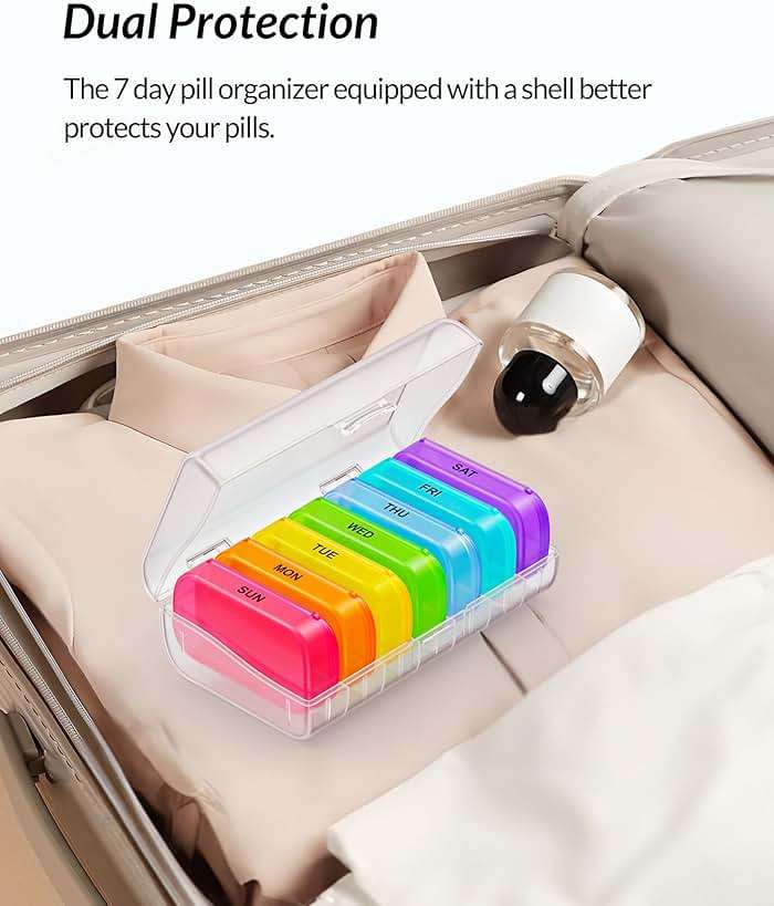 ZIKEE 7 Packs Extra Large Pill Organizer, Portable Pill Box 7 Day for Pocket, Purse, Weekly Pill Case with Dual-Protection Design, Pill Container for Medication, Vitamin, Fish Oil, Supplement - Image 4
