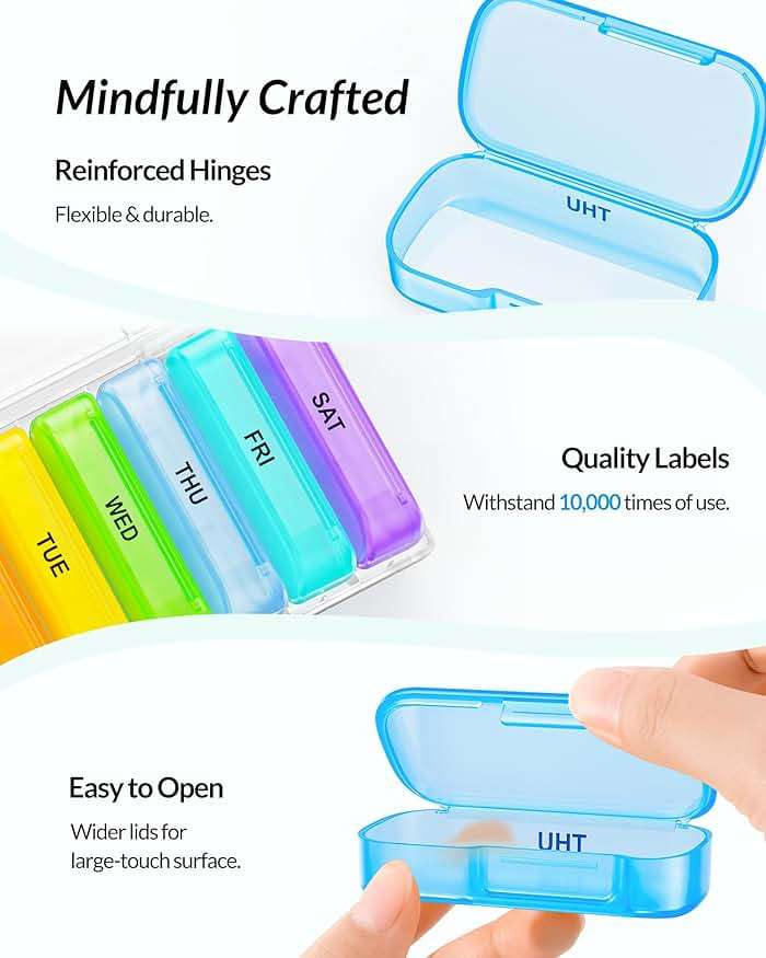 ZIKEE 7 Packs Extra Large Pill Organizer, Portable Pill Box 7 Day for Pocket, Purse, Weekly Pill Case with Dual-Protection Design, Pill Container for Medication, Vitamin, Fish Oil, Supplement - Image 5
