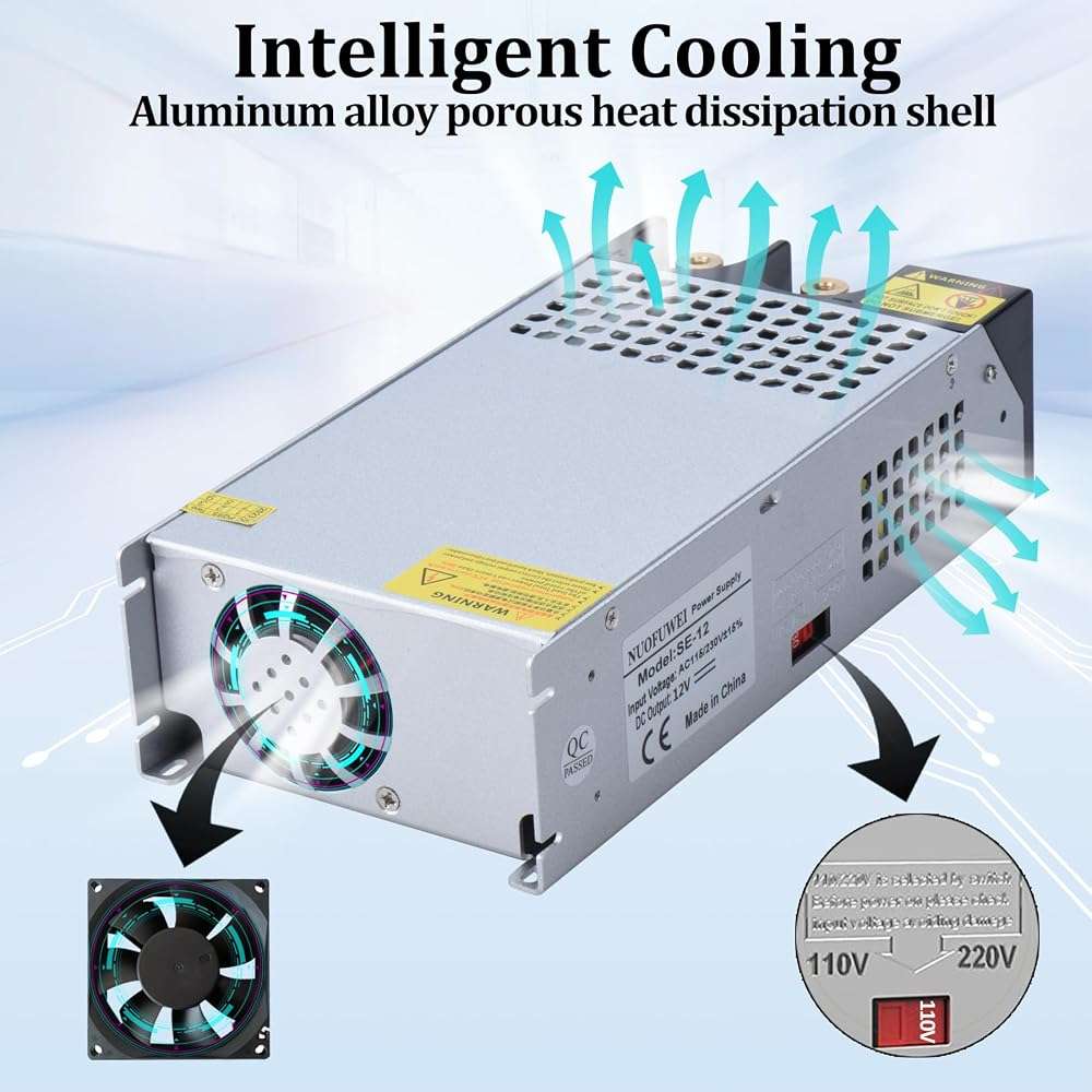 NUOFUWEI DC 12V 1000W Power Supply 110V AC to DC 12V Converter 83.4A 1000W Switch Power Supply for LED Driver Strip Light Lamp Amplifier - Image 4