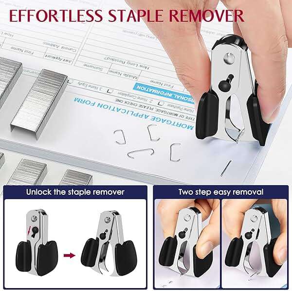 Metal Stapler Heavy Duty 50 Sheet Capacity with 1750 Staples and Staple Remover, Full Strip Staplers for Desk, No Jam, Non-Slip for Office & Classroom, Black - Image 7