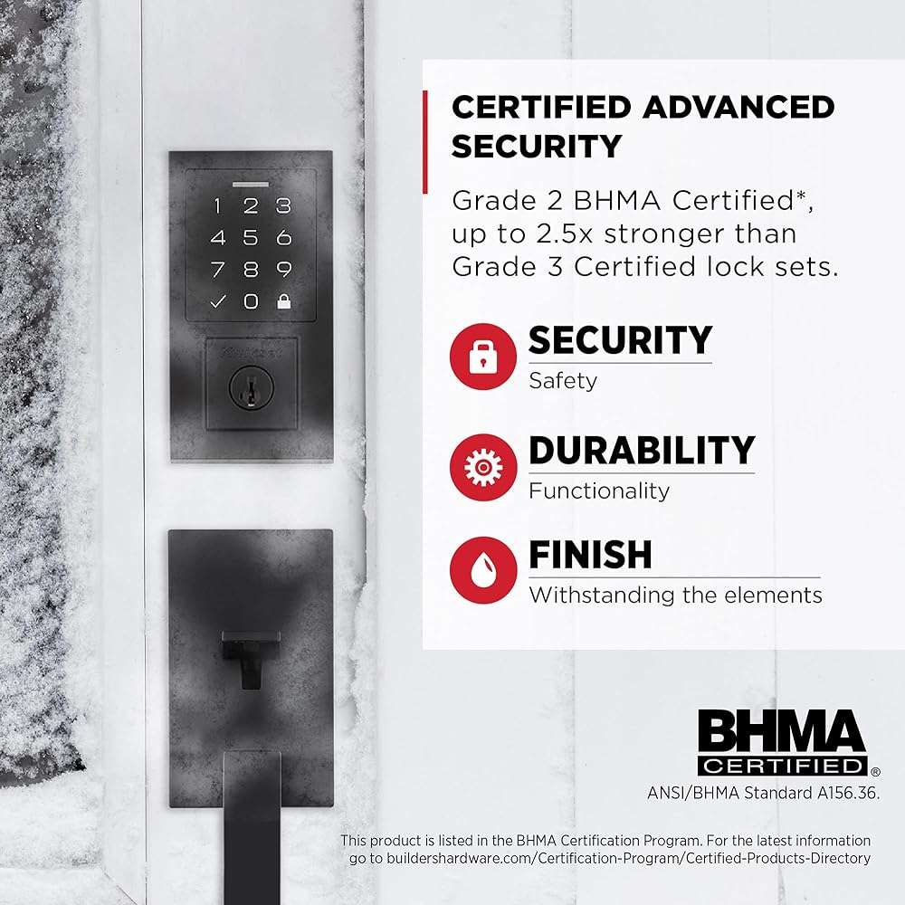 Kwikset SmartCode 270 Keyless Entry Electronic Touchpad Deadbolt Door Lock with Auto-Lock, Custom User Codes, Advanced Security in Matte Black Contemporary - Image 5