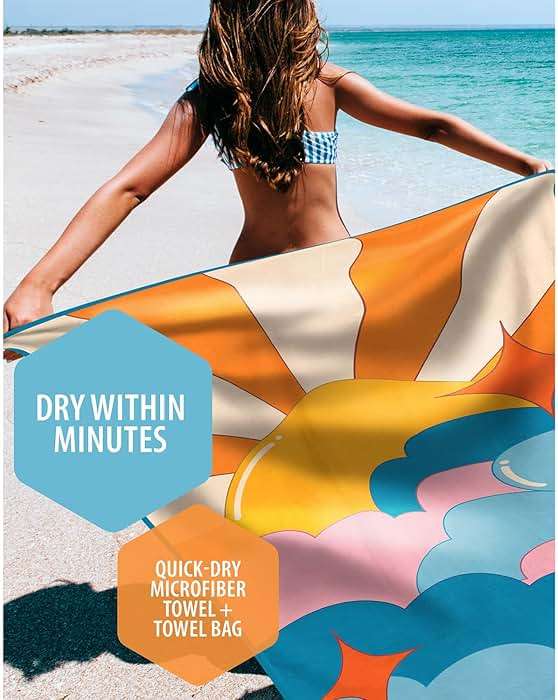 VENTURE 4TH Microfiber Beach Towel: Quick-Dry, Compact, Sand-Free, Absorbent, Sandproof and Lightweight - Perfect for Camping, Beach, and Roadtrips (Sky's The Limit Design | 35x78 inches) - Image 4