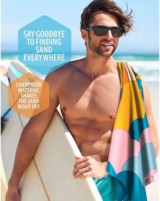 VENTURE 4TH Microfiber Beach Towel: Quick-Dry, Compact, Sand-Free, Absorbent, Sandproof and Lightweight - Perfect for Camping, Beach, and Roadtrips (Sky's The Limit Design | 35x78 inches) - Image 9