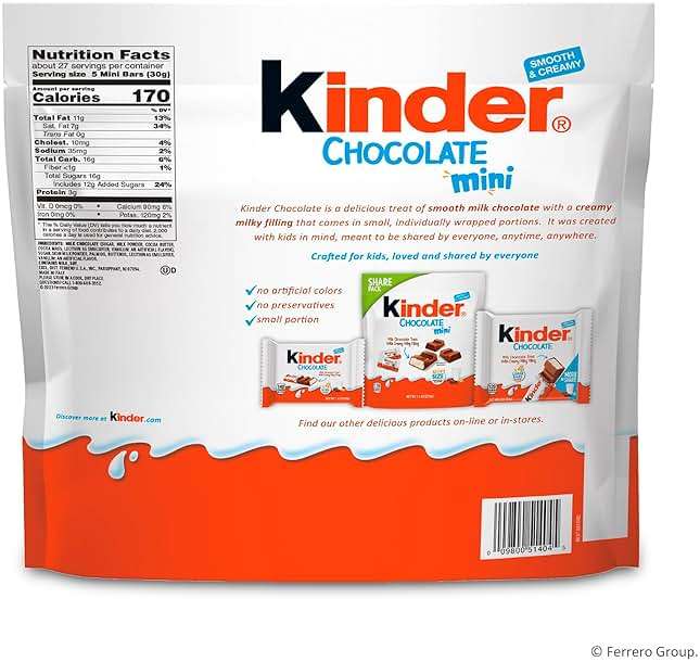 Kinder Chocolate Mini, 29.2 oz Bulk Pack, Up to 138 Minis, Milk Chocolate Bar with Creamy Milky Filling, Individually Wrapped Candy - Image 2