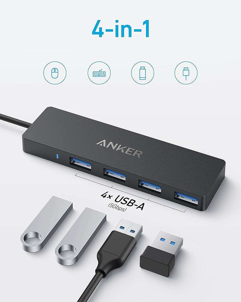Anker USB C Hub 4 Ports, Multiple USB 3.0 Hub with 5Gbps Data Transfer, Extender for Type C Port Laptop, PC, Desktop and More (0.7 ft USB-C Connector, Charging Not Supported) - Image 2
