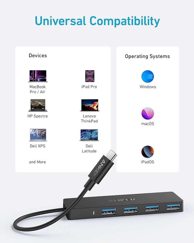 Anker USB C Hub 4 Ports, Multiple USB 3.0 Hub with 5Gbps Data Transfer, Extender for Type C Port Laptop, PC, Desktop and More (0.7 ft USB-C Connector, Charging Not Supported) - Image 4