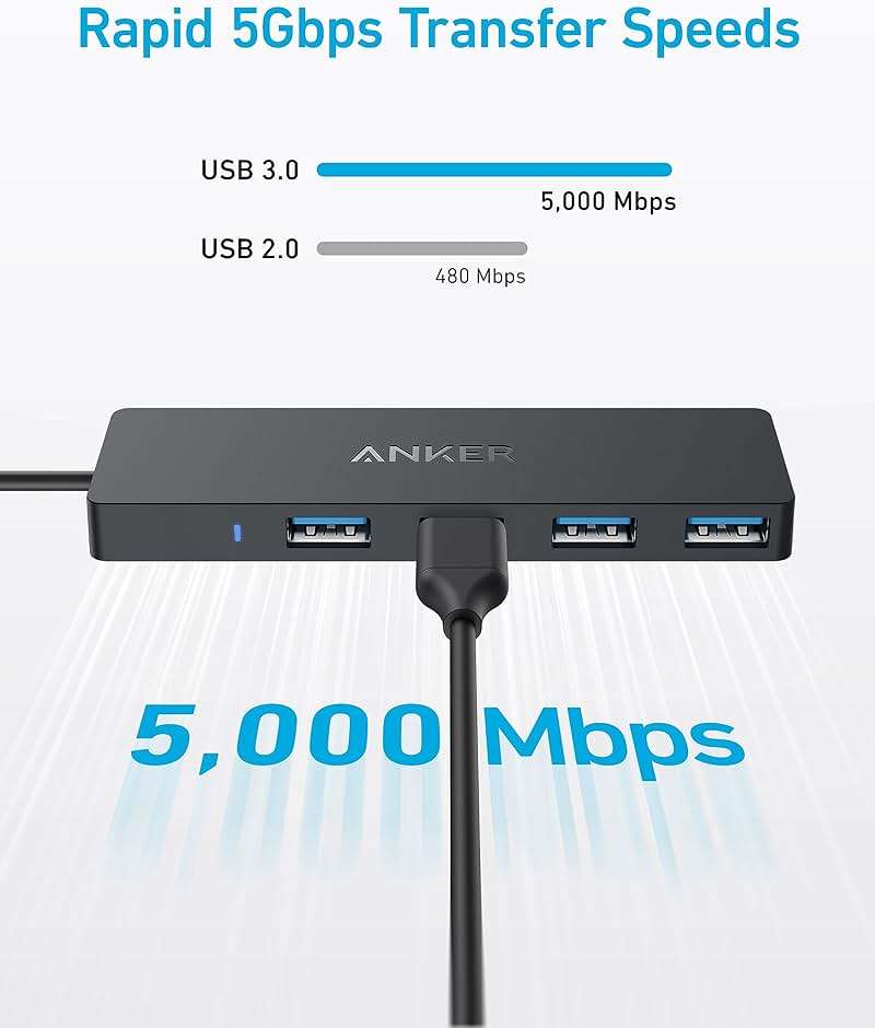 Anker USB C Hub 4 Ports, Multiple USB 3.0 Hub with 5Gbps Data Transfer, Extender for Type C Port Laptop, PC, Desktop and More (0.7 ft USB-C Connector, Charging Not Supported) - Image 5