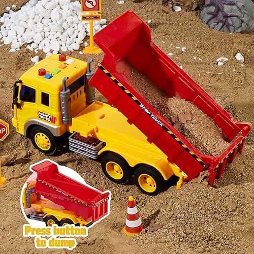 JOYIN 3 Pack Construction Toy - Excavator, Dump Truck and Loader, Moveable Claw & Lifting Back, Construction Truck Toy, Birthday Gift for Toddler Boys Kids - Image 2