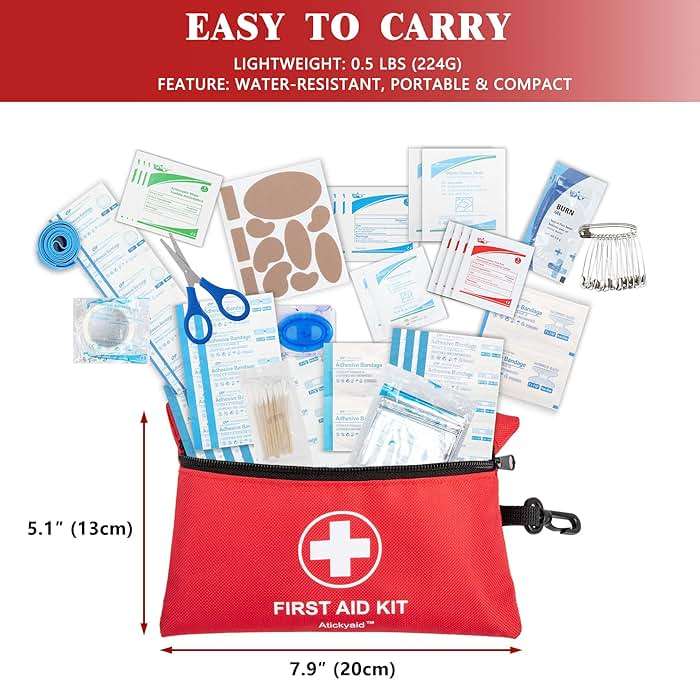 Atickyaid Mini First Aid Kit - 140 Piece Small First Aid Medical Kit for Car, Home, Office, Travel, Camping, Sports, Outdoor, School - Emergency First Aid Supplies and Survival Kit - Image 2