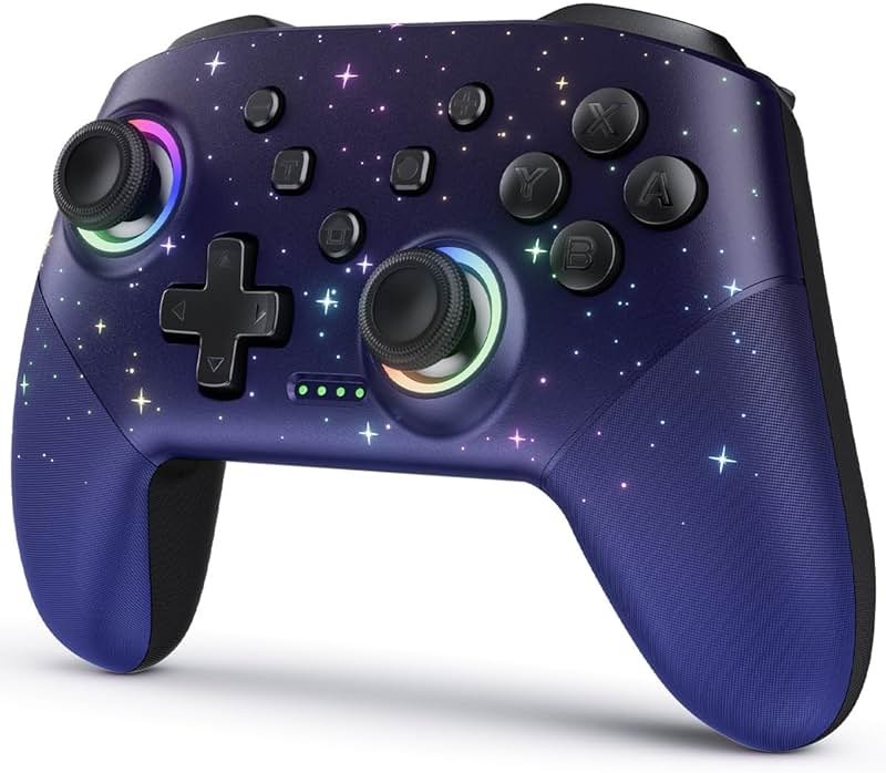 VOYEE Switch Controller, LED Star Wireless Pro Controllers Compatible with Switch/Lite/OLED, Multi-Platform Windows PC with 9 Colors Colorful RGB Lights/Programmable/Vibration/Turbo/Wakeup - Product Image