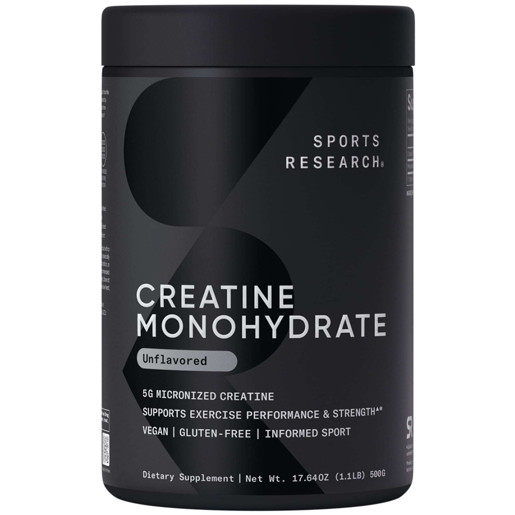 Sports Research Creatine Monohydrate - Gain Lean Muscle, Improve Performance and Strength and Support Workout Recovery* - 5 g Micronized Creatine - 17.64 oz - Image 1