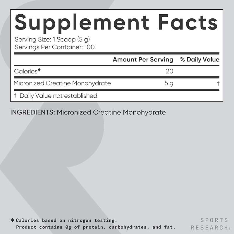 Sports Research Creatine Monohydrate - Gain Lean Muscle, Improve Performance and Strength and Support Workout Recovery* - 5 g Micronized Creatine - 17.64 oz - Image 5