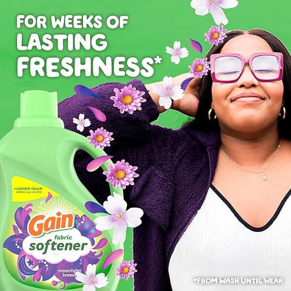Gain Moonlight Breeze Fabric Softener, 140 FL OZ, 190 Load, Smooth Touch Laundry Conditioner Liquid - Image 2