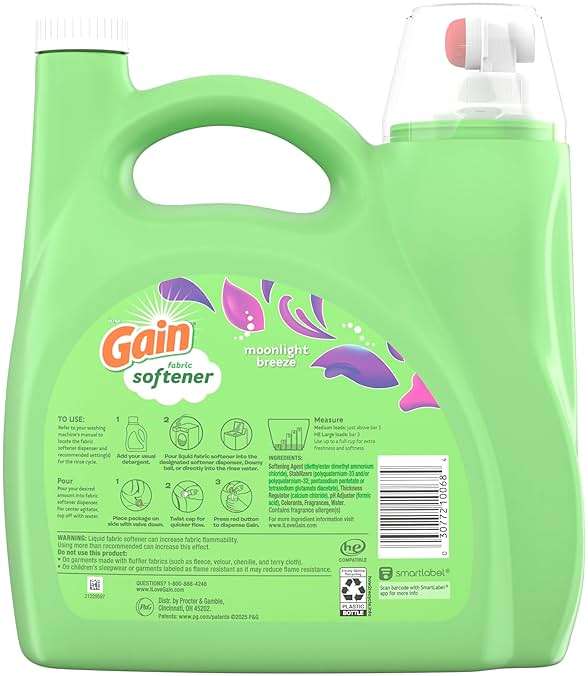 Gain Moonlight Breeze Fabric Softener, 140 FL OZ, 190 Load, Smooth Touch Laundry Conditioner Liquid - Image 9