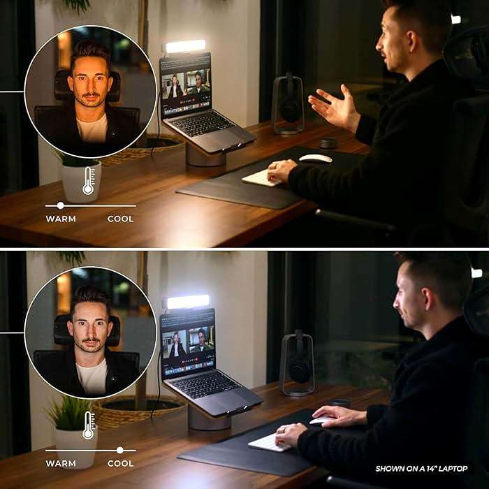 HumanCentric Premium Video Conference Lighting for Video Calls, HighBeam Pro Light for Zoom Meetings and Streaming, Upgrade Monitor Ring Light with LED Webcam Light, Dual Video Conference Light - Image 4