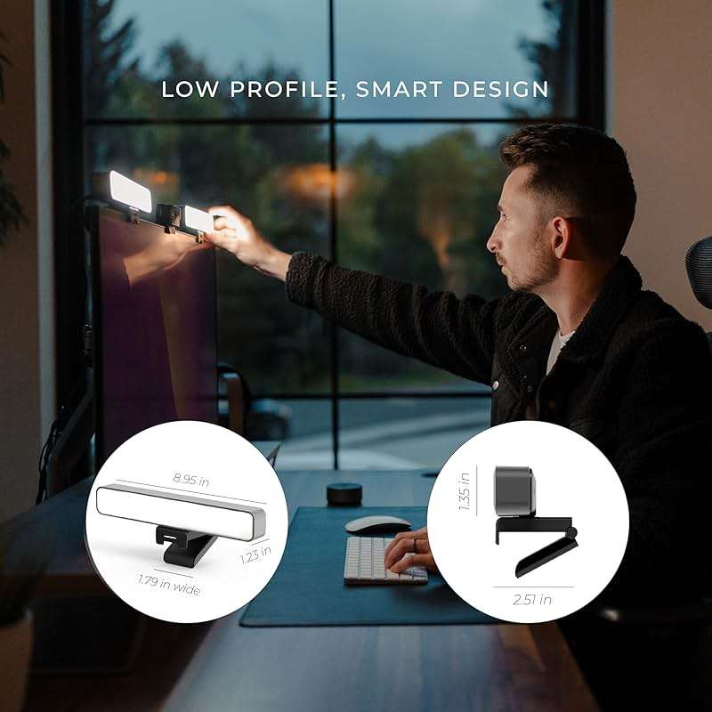 HumanCentric Premium Video Conference Lighting for Video Calls, HighBeam Pro Light for Zoom Meetings and Streaming, Upgrade Monitor Ring Light with LED Webcam Light, Dual Video Conference Light - Image 6