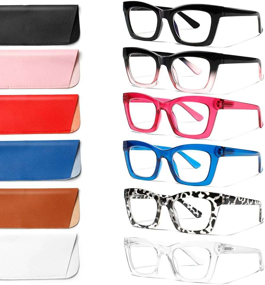 ZOECENT 6 Pack Reading Glasses for Women Blue Light Blocking Computer Square Readers with Spring Hinge (Mix Color, 2.00, x) - Image 1