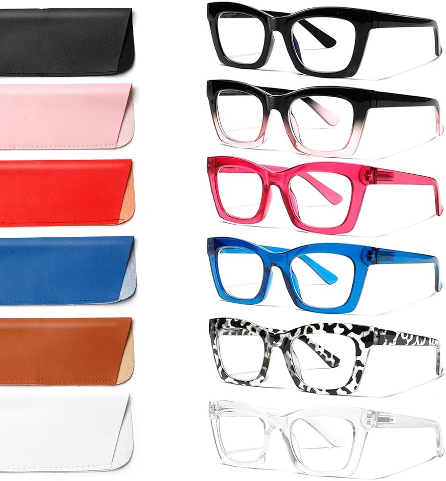 ZOECENT 6 Pack Reading Glasses for Women Blue Light Blocking Computer Square Readers with Spring Hinge (Mix Color, 2.00, x) - Product Image