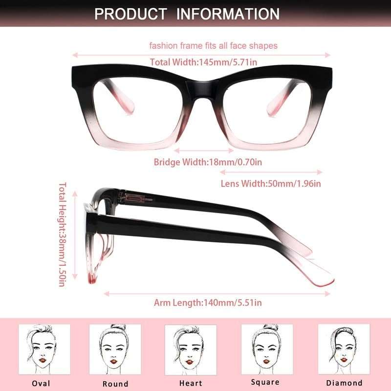 ZOECENT 6 Pack Reading Glasses for Women Blue Light Blocking Computer Square Readers with Spring Hinge (Mix Color, 2.00, x) - Image 2