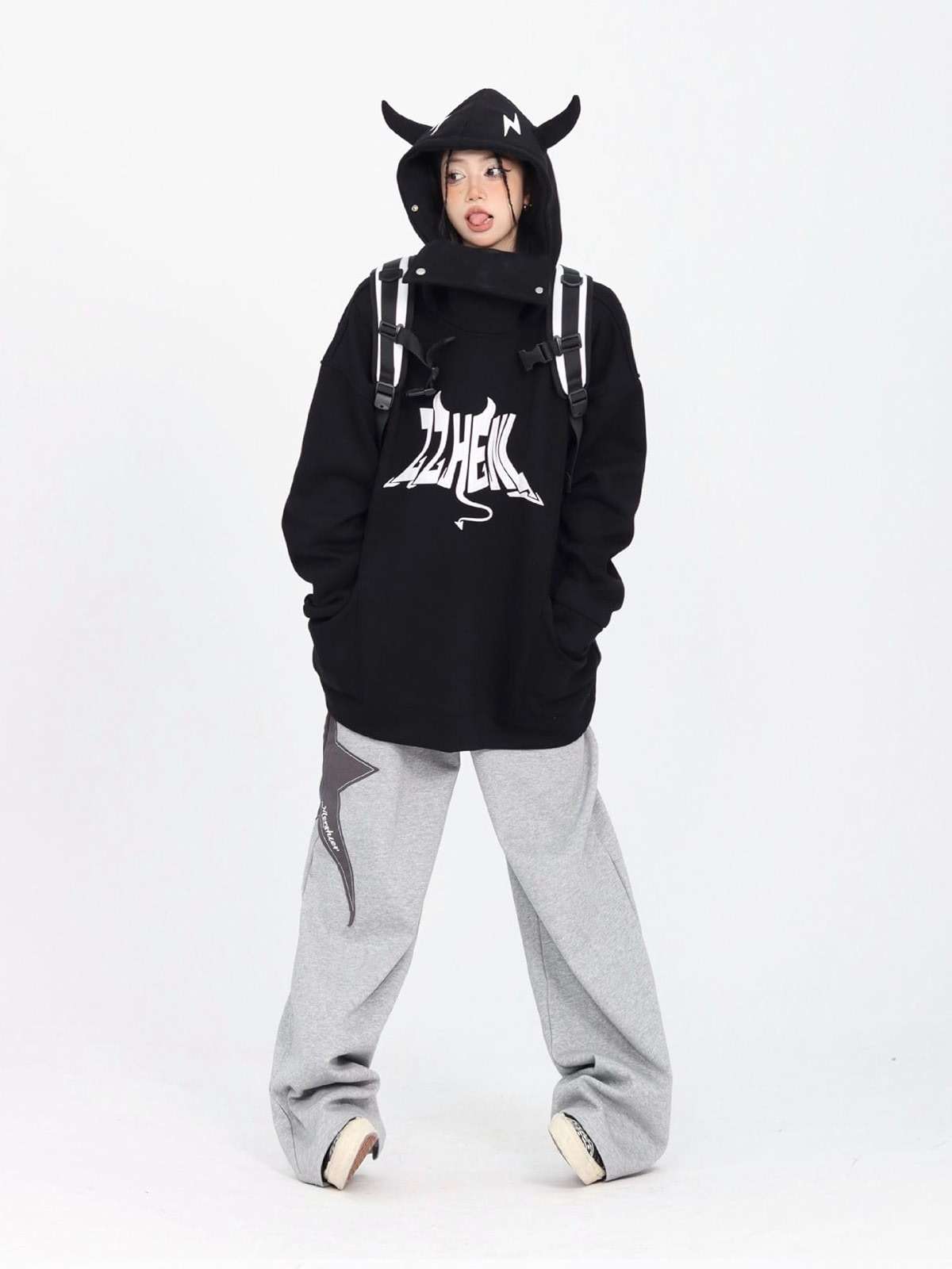 Pooyikoi Women Streetwear Sweatpants Drawstring Elastic Waist Loose Wide Leg Joggers Y2k Star Print Pants Harajuku Trousers - Image 4
