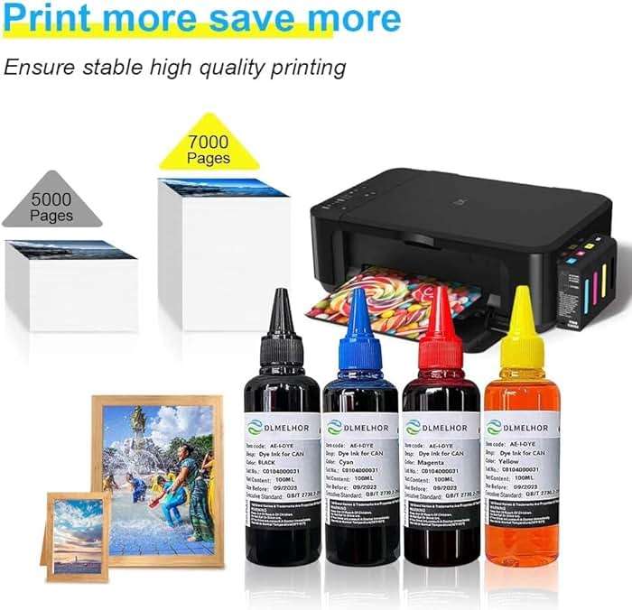 Universal Dye Ink Refill Kit for HP Epsn Canon Brother Lexmark Samsung Dell Kodak Inkjet Printers 4 Color Set 5pcs(2BK,C,M,Y) Compatible Cartridges Refillable Cartridge CISS CIS System With 4 Syringes - Image 3