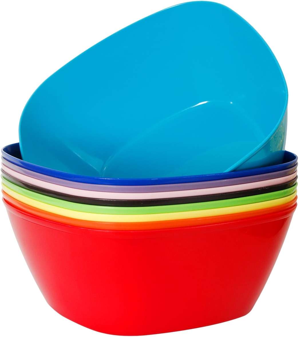 Youngever 9 Pack 120 Ounce Plastic Mixing and Serving Bowls, Square Popcorn Bowls, Salad Bowls, Chip and Dip Serving Bowls (Rainbow Color) - Image 1