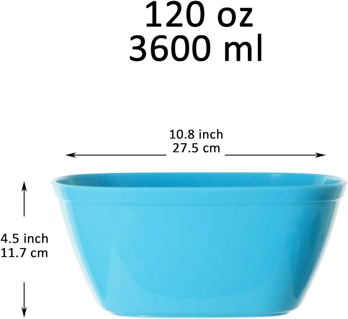Youngever 9 Pack 120 Ounce Plastic Mixing and Serving Bowls, Square Popcorn Bowls, Salad Bowls, Chip and Dip Serving Bowls (Rainbow Color) - Image 3