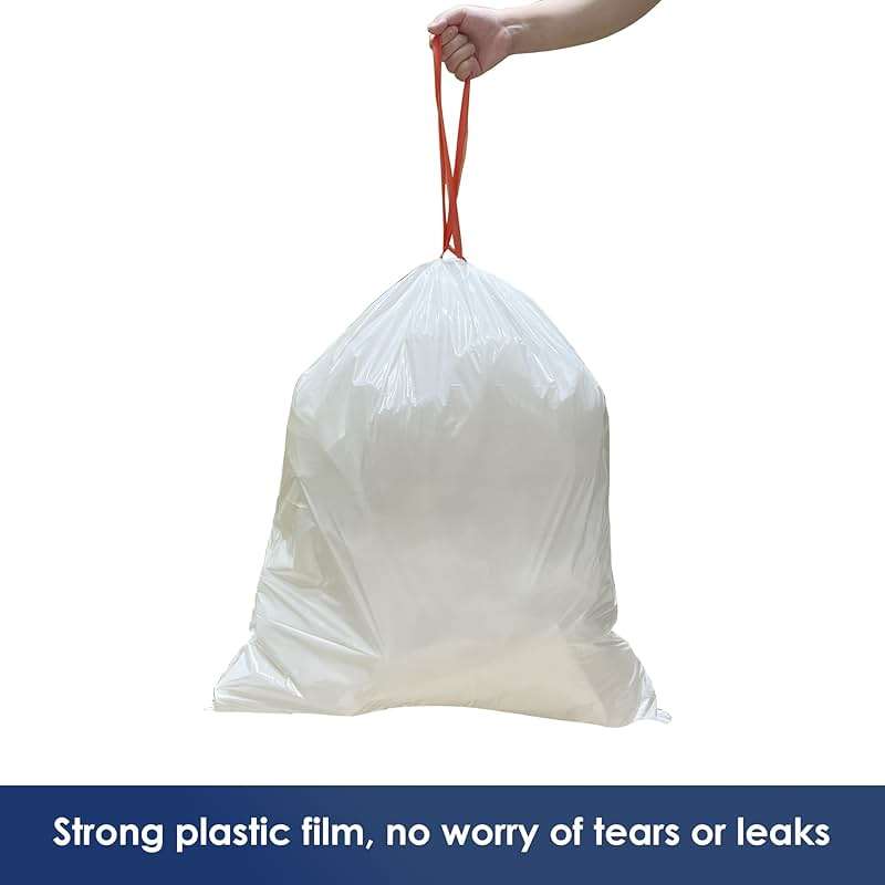HygiCare 13 Gallon Tall Kichen Trash Bags, Unscented 200 Count Drawstring Garbage Bags, Pre-Separated, Ultra Strong, Leakproof, Sturdy, White - Image 6