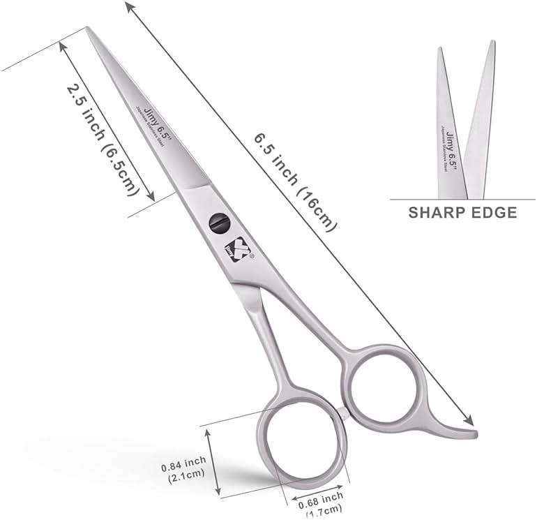 Jimy 6.5" Hair Scissors Professional – Ultra Sharp Razor Edge Stainless-Steel Scissors to Cut Hair – Ergonomic Design Salon Quality Hair Shears for Men, Women & Barbers - Image 3