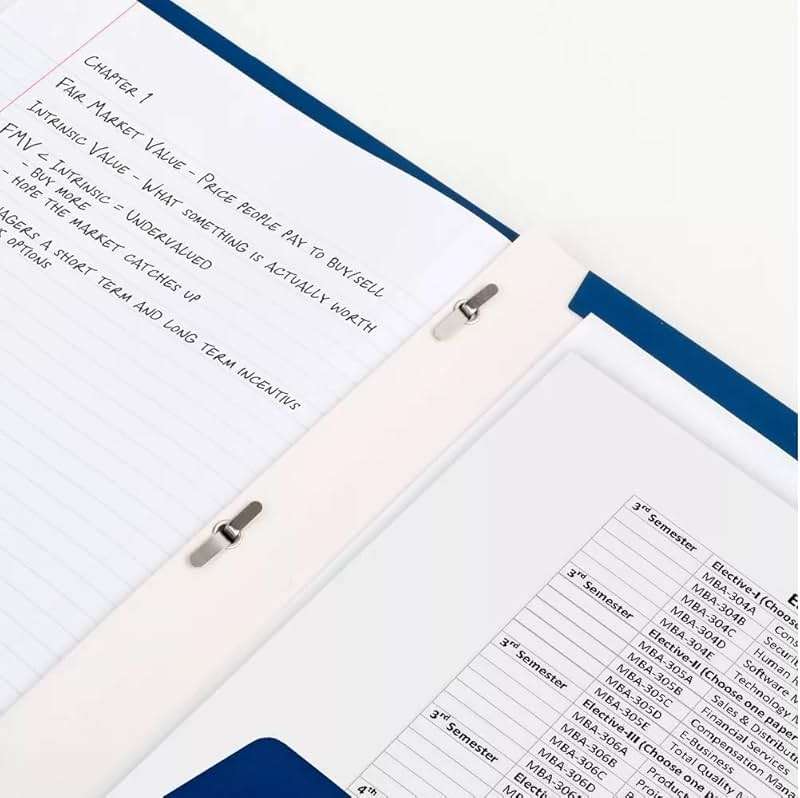 Five Star Prong and Pocket Navy Blue Portfolio Folders, 11-5/8" x 9-5/8" 2-Pack, - Image 2