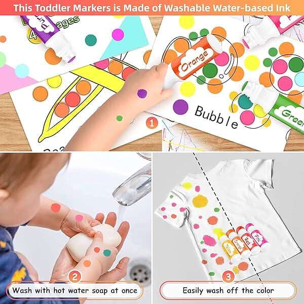 Dot Markers for Toddlers Kids Preschool, Bingo Daubers Washable Art Markers 8 Colors, Toddlers Arts and Crafts Supplies, Kids Painting Drawing Coloring Supplies, Dot Paint Craft Kit Preschool Learning - Image 6