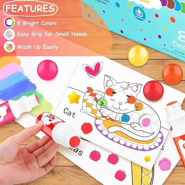 Dot Markers for Toddlers Kids Preschool, Bingo Daubers Washable Art Markers 8 Colors, Toddlers Arts and Crafts Supplies, Kids Painting Drawing Coloring Supplies, Dot Paint Craft Kit Preschool Learning - Image 7