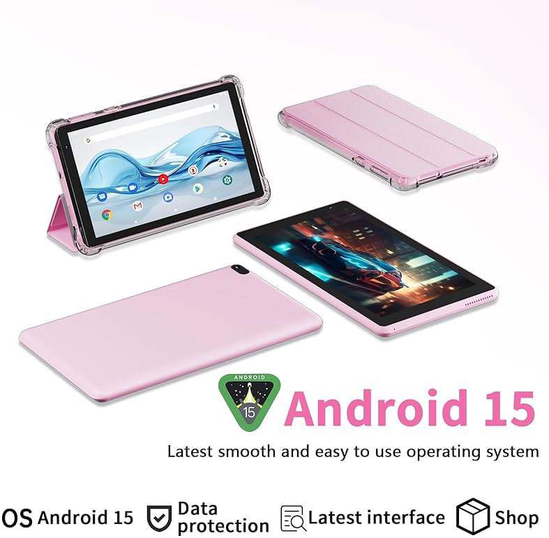 IWEGGO Android 14 Tablet with Case, 7 Inch 8GB RAM+32GB ROM/ 1TB Expandable Computer, 5MP Camera Tablets, 1.6Ghz Quad-core Processor, 3000mAH Battery Tablet PC, 5G WiFi, Games 7'' Android Laptop Pink - Image 2