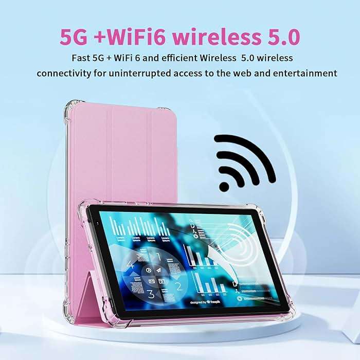 IWEGGO Android 14 Tablet with Case, 7 Inch 8GB RAM+32GB ROM/ 1TB Expandable Computer, 5MP Camera Tablets, 1.6Ghz Quad-core Processor, 3000mAH Battery Tablet PC, 5G WiFi, Games 7'' Android Laptop Pink - Image 4