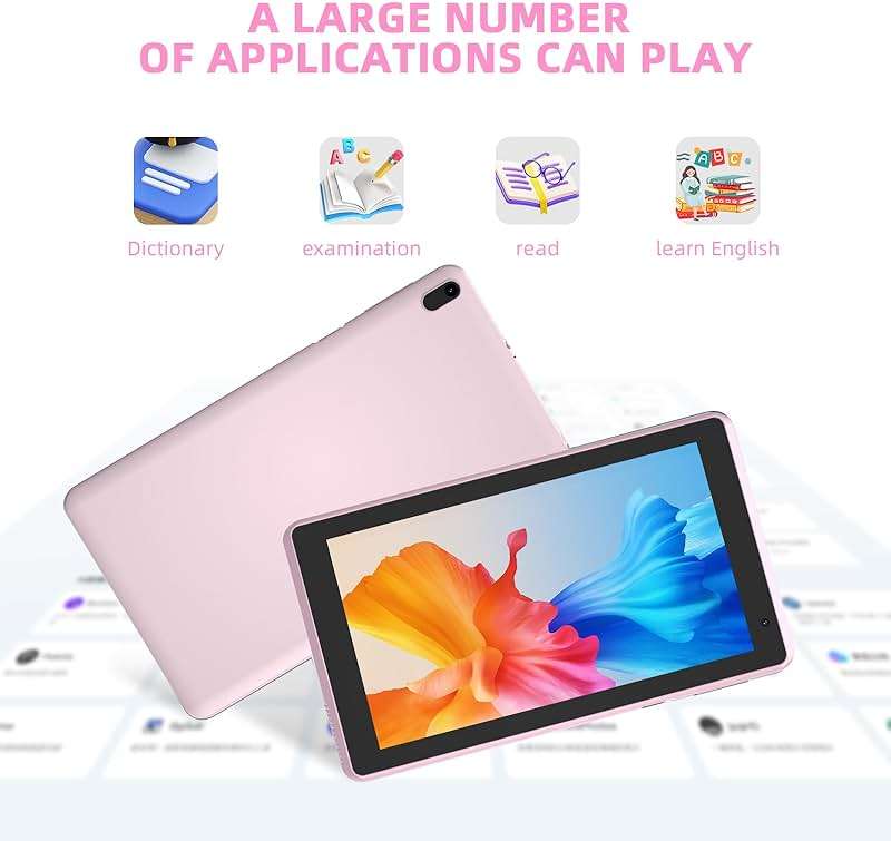 IWEGGO Android 14 Tablet with Case, 7 Inch 8GB RAM+32GB ROM/ 1TB Expandable Computer, 5MP Camera Tablets, 1.6Ghz Quad-core Processor, 3000mAH Battery Tablet PC, 5G WiFi, Games 7'' Android Laptop Pink - Image 9