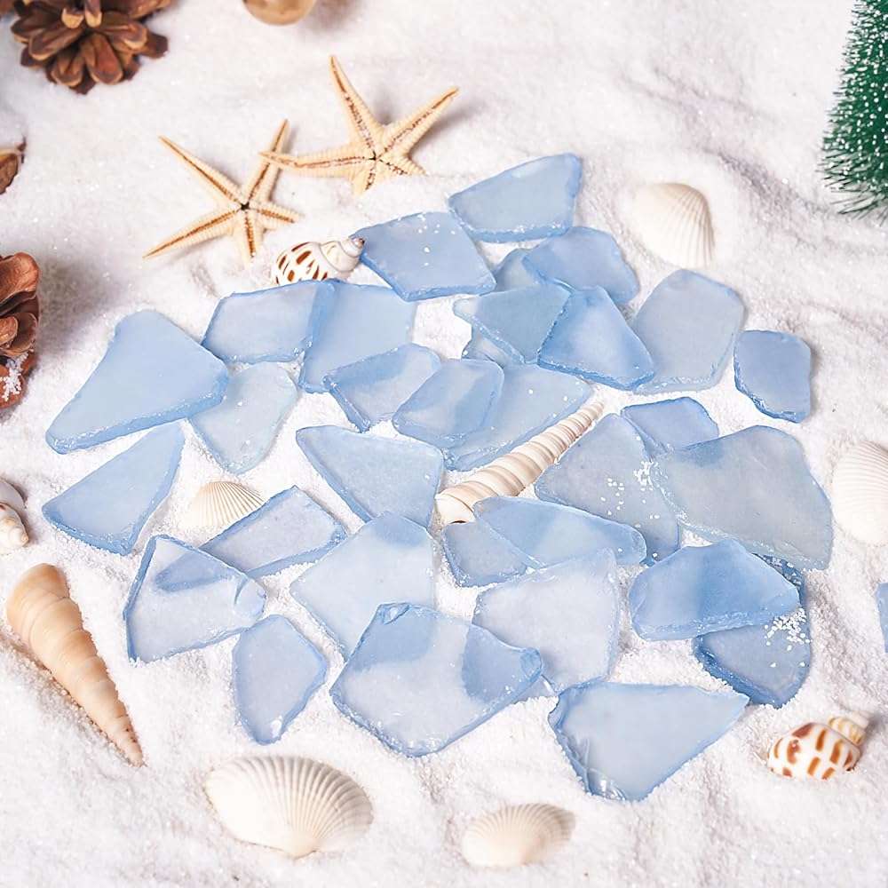 Versatile Sea Glass for Crafts - 16oz Blue Frosted Dyed Seaglass Pieces for DIY, Vase Filler, Art Craft Supplies, Beach Wedding, Home Decor - Image 2