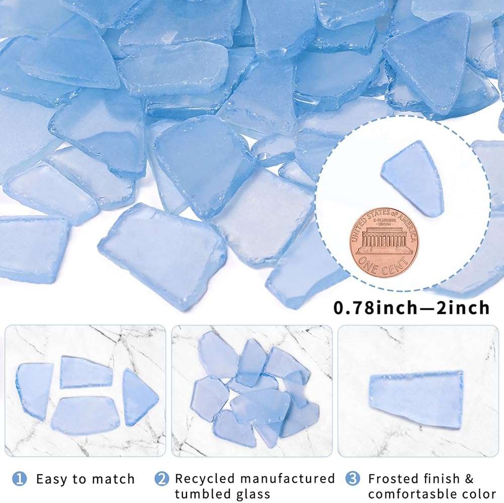 Versatile Sea Glass for Crafts - 16oz Blue Frosted Dyed Seaglass Pieces for DIY, Vase Filler, Art Craft Supplies, Beach Wedding, Home Decor - Image 4