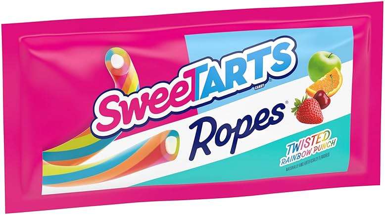SweeTARTS Ropes Candy, Variety Mix, Cherry Punch, Twisted Rainbow Punch, Tangy Strawberry, Soft and Chewy, 15 oz - Image 6