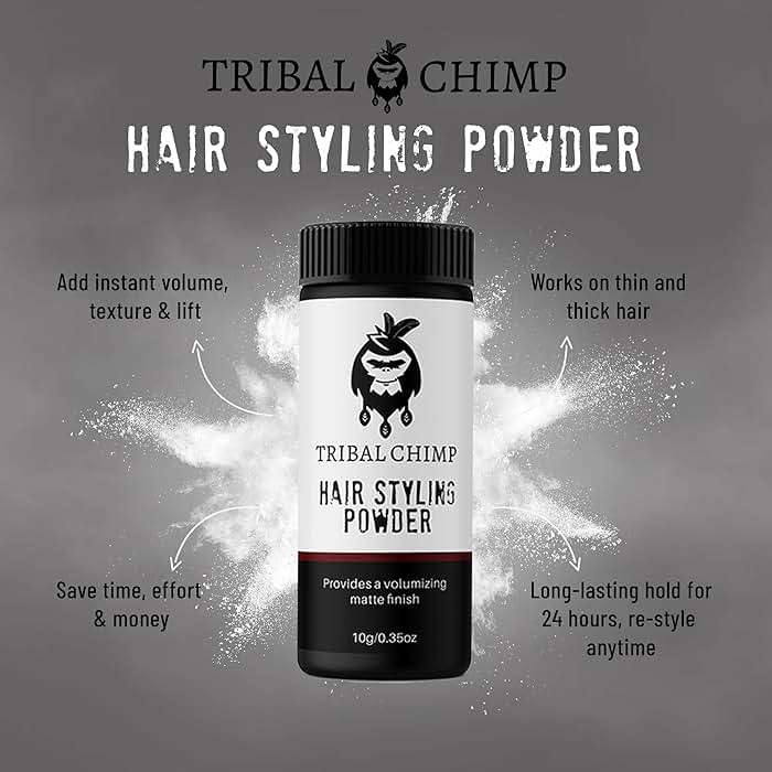 Tribal Chimp Hair Styling Powder, All-day Invisible Hold Hair Volumizer and Texture Powder for Men and Women, Styling Powder with Matte Finish - 6-Piece Set, 10g - Image 2