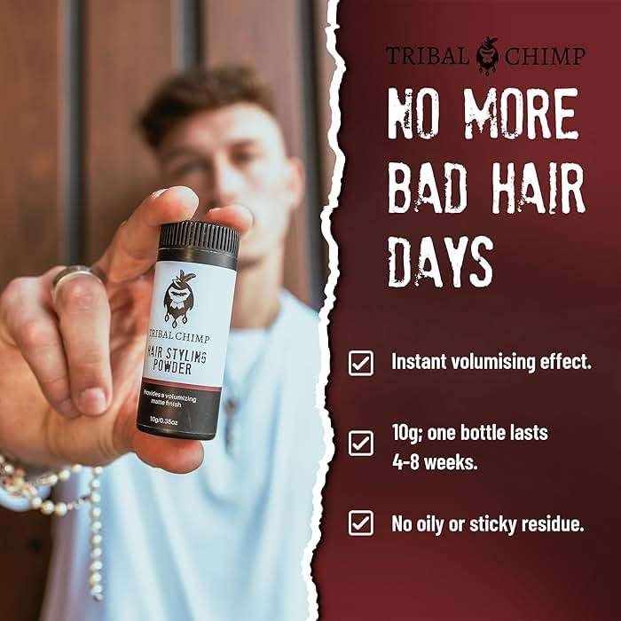 Tribal Chimp Hair Styling Powder, All-day Invisible Hold Hair Volumizer and Texture Powder for Men and Women, Styling Powder with Matte Finish - 6-Piece Set, 10g - Image 3