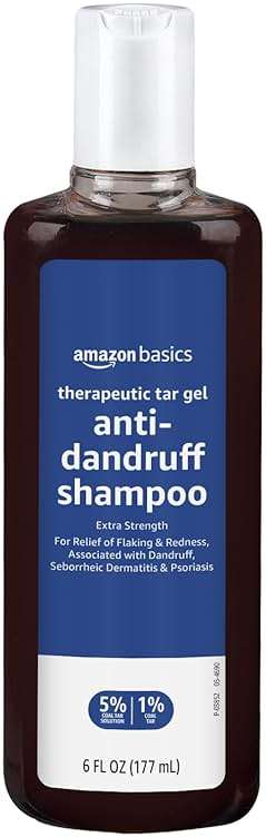 Amazon Basics Therapeutic Plus Coal Tar Anti-Dandruff Shampoo Extra Strength 1%, for Seborrheic Dermatitis, Psoriasis, Itching and Flaking Scalp, 6 Fl Oz, Pack of 1 - Image 1